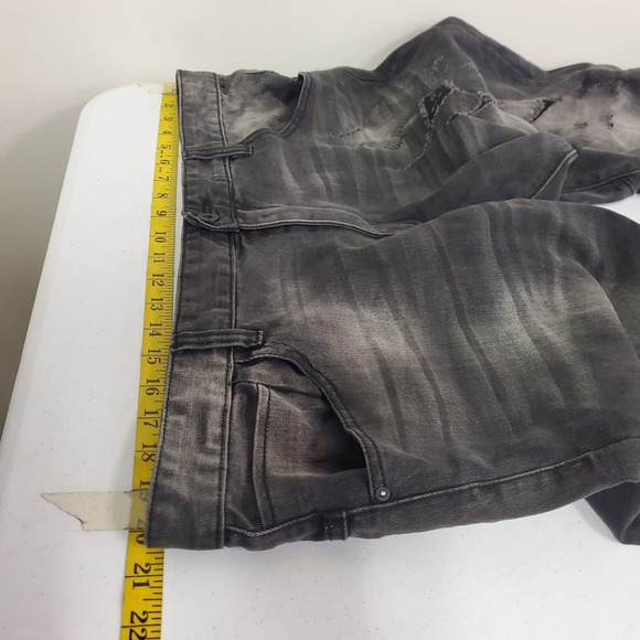 Smoke Rise Mens Distressed Moto Skinny Jeans Size 42/32 Black Alternative Grunge - Picture 8 of 12